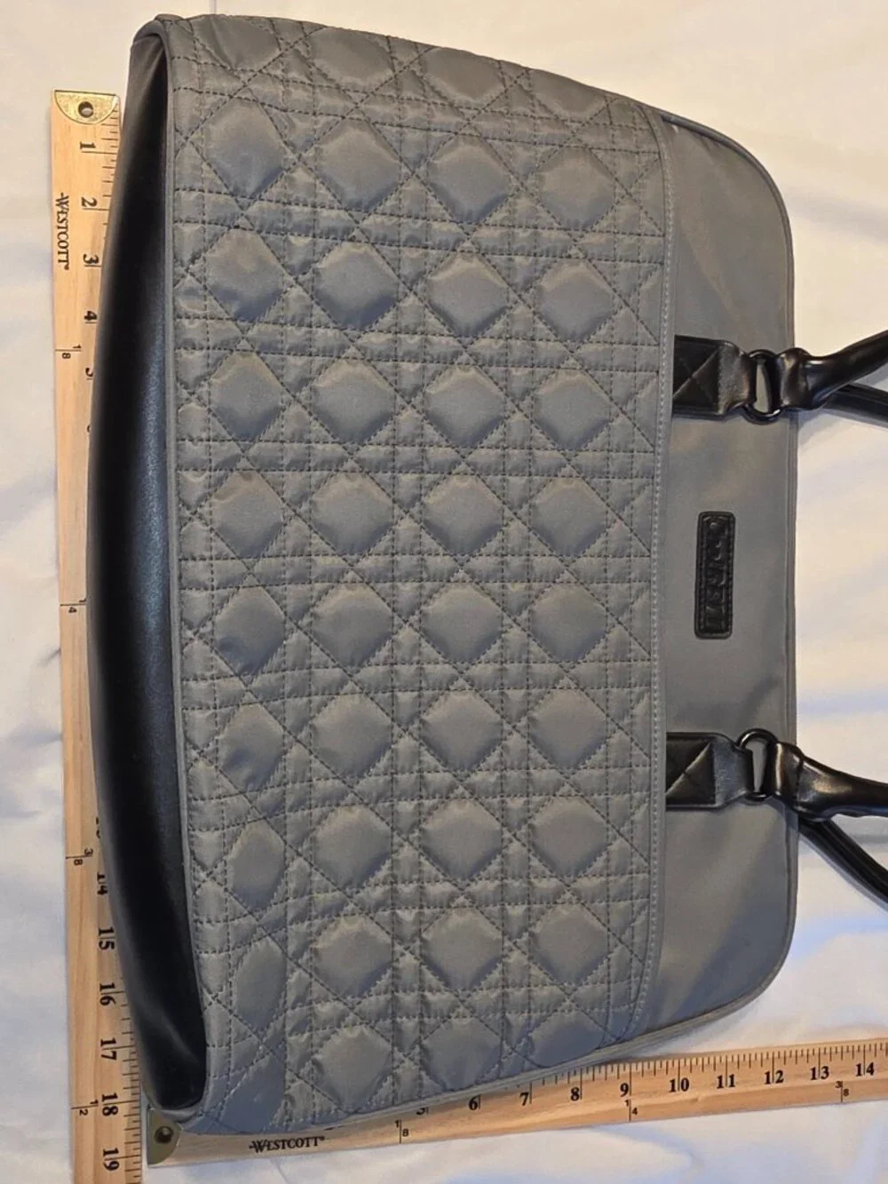 CoolBell Gray Quilted Tote Computer Bag 15.6 Inch Laptop